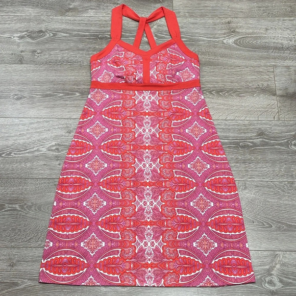 Dakini Pink and Coral Print Strappy Sundress M - Picture 7 of 15